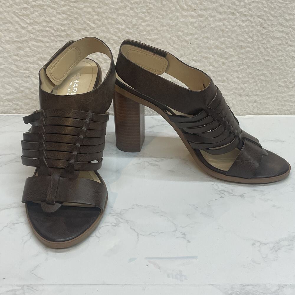 Charles by Charles David Shoes Womens Size 8 Block Heel Sandals Woven Straps